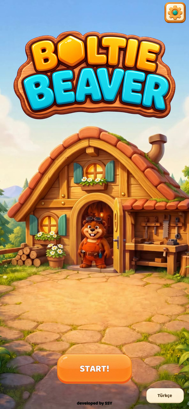 Boltie welcomes you outside his warm wooden workshop beneath the Boltie Beaver logo